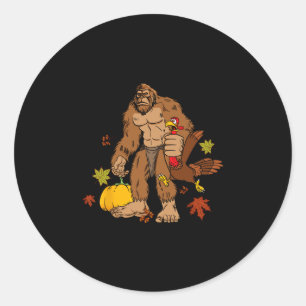 Bigfoot Pilger Truthahn Kürbis Thanksgiving Day Bo Runder Aufkleber