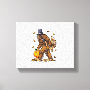 Bigfoot Pilgrim Turkey Pumpkin Erntedank Day Bo Leinwanddruck