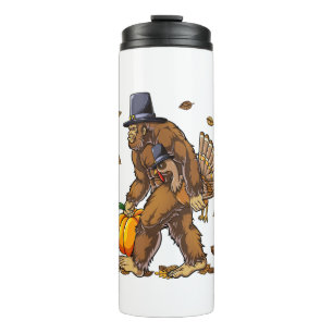 Bigfoot Pilgrim Turkey Pumpkin Erntedank Day Bo Thermosbecher
