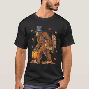 Bigfoot Pilgrim Turkey Pumpkin Funny Erntedank T-Shirt