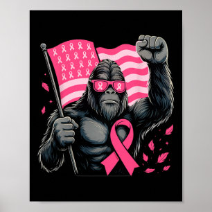 Bigfoot Pink Ribbon Brustkrebs Bewusstsein Monat Poster