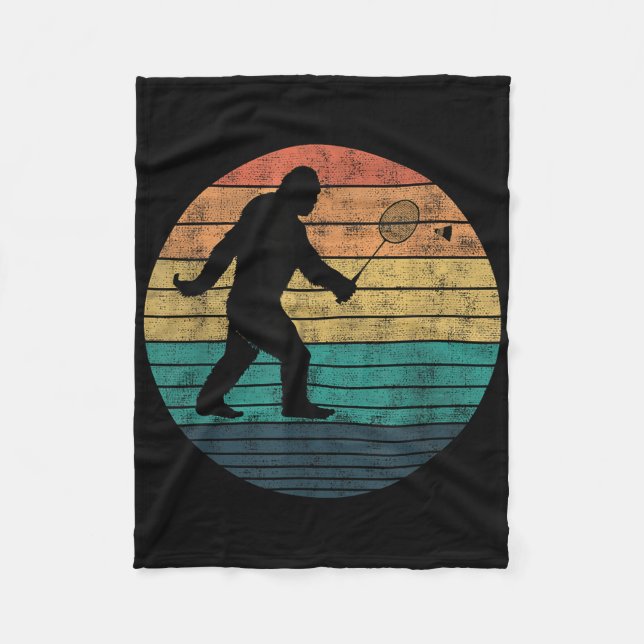 Bigfoot Playing Badminton Shuttle Funny Badminton Fleecedecke (Vorderseite)
