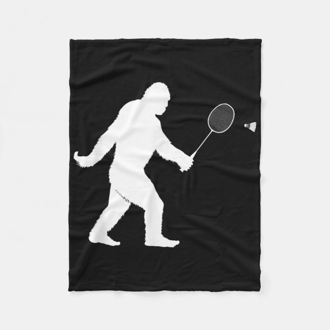 Bigfoot Playing Badminton Shuttle Funny Badminton Fleecedecke (Vorderseite)