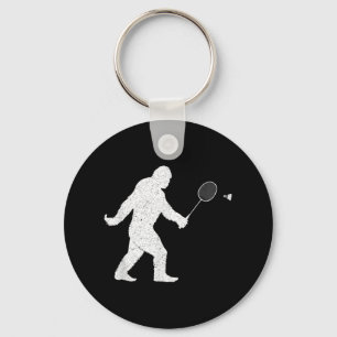 Bigfoot Playing Badminton Shuttle Funny Badminton Schlüsselanhänger