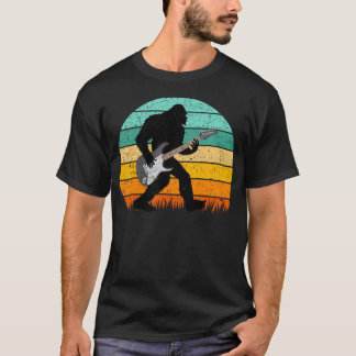 Bigfoot Playing Guitar Retro Vintage Sasquatch Gui T-Shirt