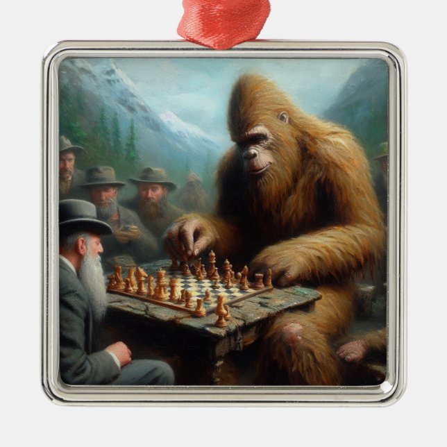 Bigfoot Playing Ornament Aus Metall (Vorne)