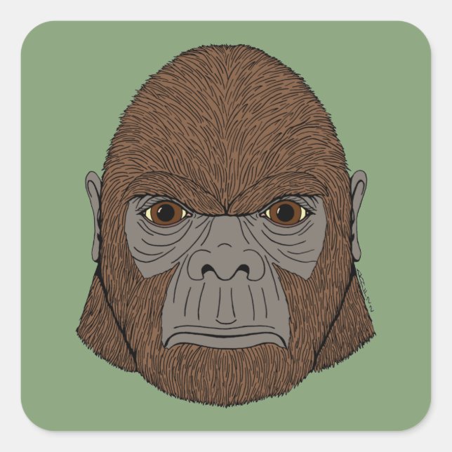 Bigfoot Portrait 1 (ape-like) Quadratischer Aufkleber (Vorderseite)