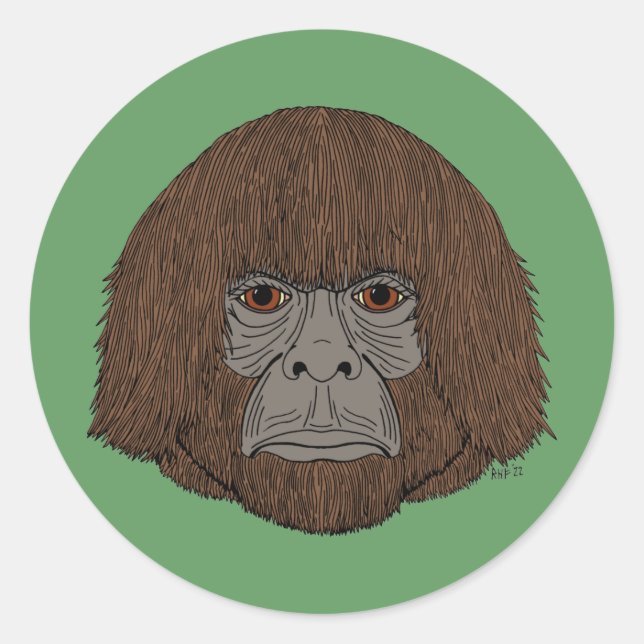 Bigfoot Portrait 2 (human-like) Runder Aufkleber (Vorderseite)