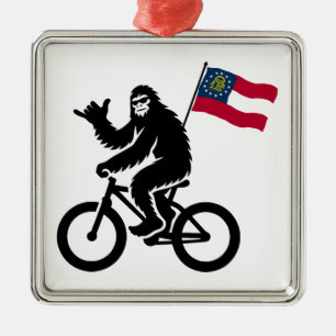 Bigfoot Radfahren georgische Flagge Ornament Aus Metall