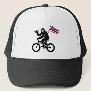 Bigfoot-Radfahren Hawaii-Flagge Truckerkappe