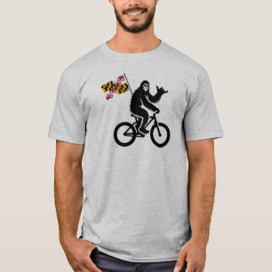 Bigfoot-Radfahren Maryland-Flagge T-Shirt