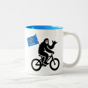 Bigfoot-Radfahren Oklahoma-Flagge Zweifarbige Tasse