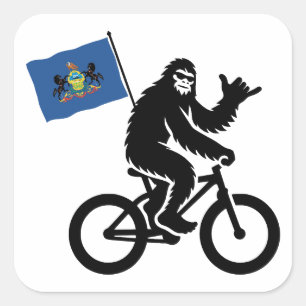 Bigfoot-Radfahren Pennsylvania-Flagge Quadratischer Aufkleber