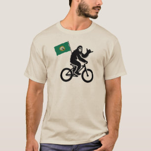 Bigfoot-Radfahren Washington-Flagge T-Shirt