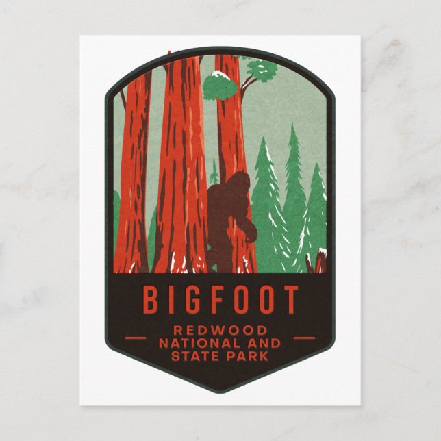 Bigfoot Redwood Nationalpark Postkarte (Vorderseite)
