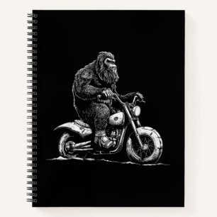 Bigfoot Reiten Ein Motorrad fahren Funny Sasquatch Notizbuch