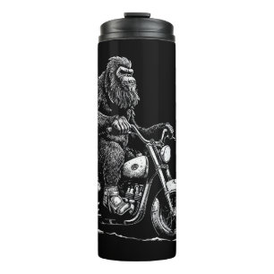 Bigfoot Reiten Ein Motorrad fahren Funny Sasquatch Thermosbecher