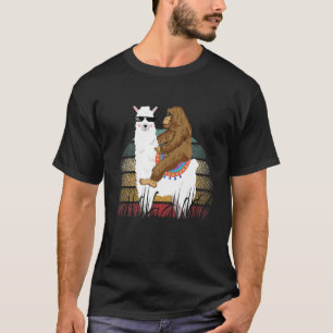 Bigfoot Reiten Llama Sasquatch Retro T-Shirt