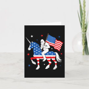 Bigfoot reitet auf einem Einhorn USA-Flagge Unabhä Karte