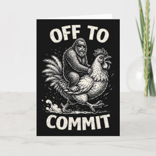 Bigfoot Reitet auf Huhn, um lustigen Sasquat zu be Karte