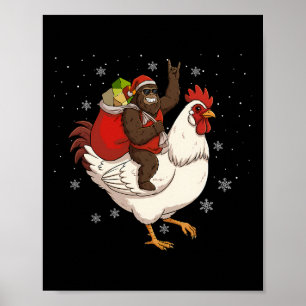 Bigfoot Reitet Huhn Hirsch Weihnachten Huhn Weihna Poster