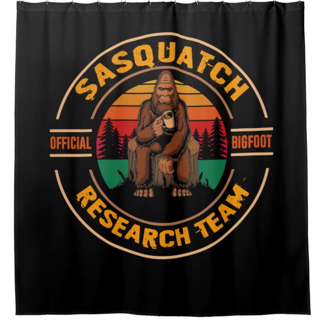 Bigfoot Research Team Retro Vintag Sasquatch Duschvorhang (Vorderseite)