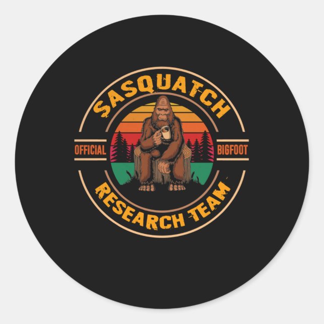 Bigfoot Research Team Retro Vintag Sasquatch Runder Aufkleber (Vorderseite)