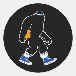 Bigfoot Retro Bysketbyll Geschenk für Squatch-Gläu Runder Aufkleber