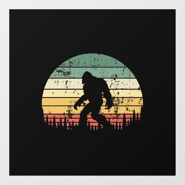 Bigfoot Retro Sunset-Geschenk Fensteraufkleber (Blatt)