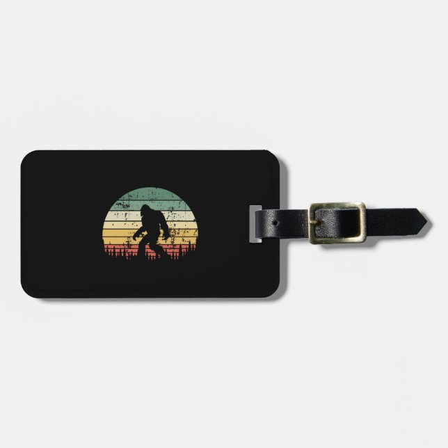Bigfoot Retro Sunset-Geschenk Gepäckanhänger (Vorderseite horizontal)