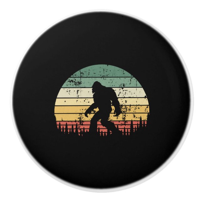 Bigfoot Retro Sunset-Geschenk Keramikknauf (Vorderseite)