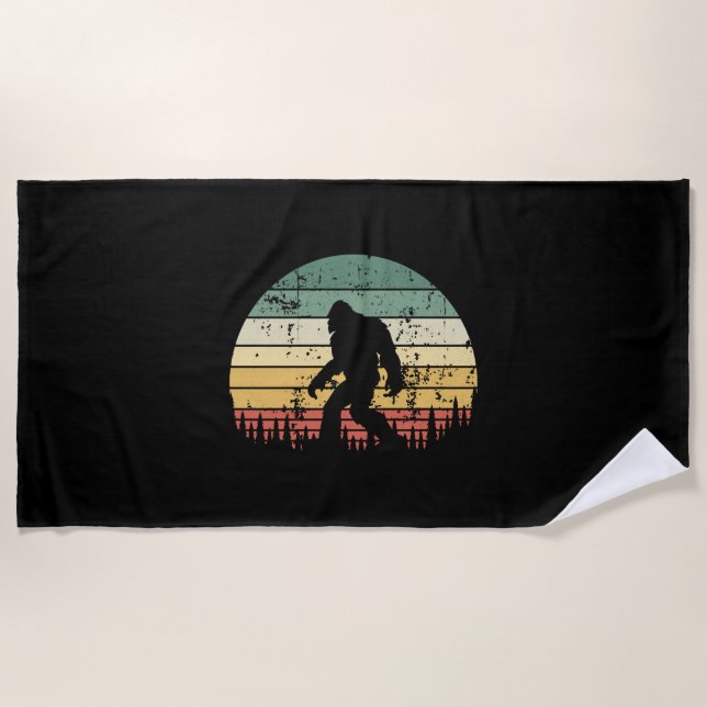 Bigfoot Retro Sunset-Geschenk Strandtuch (Vorderseite)