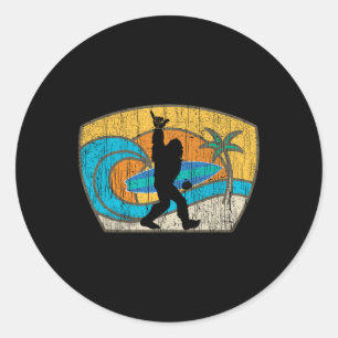 Bigfoot Retro-Surfing-Geschenk für Shaka Aloha Sur Runder Aufkleber