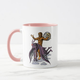 Bigfoot Riding Mothman Tasse