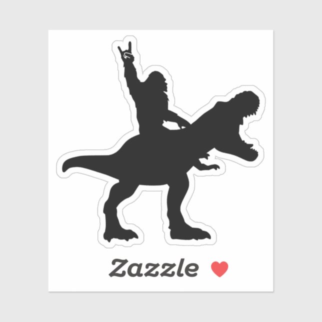 Bigfoot Riding T-Rex Aufkleber (Blatt)