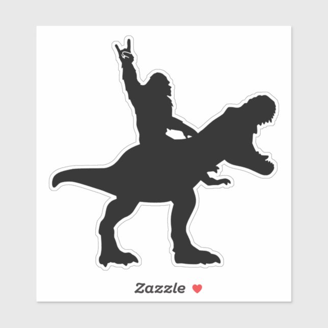 Bigfoot Riding T-Rex Aufkleber (Blatt)