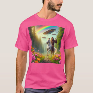Bigfoot Riding Unicorn Bigfoot Selfie mit uns T-Shirt