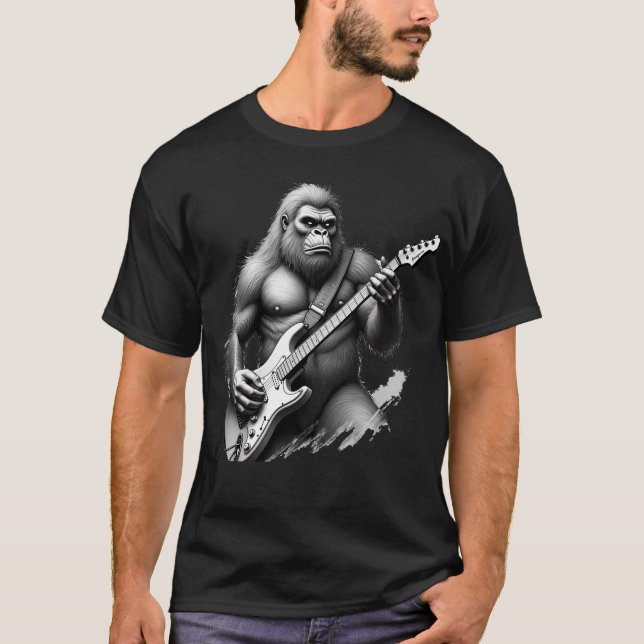 Bigfoot Rock Guitar Drôle Homme's Graphic T-Shirt (Devant)
