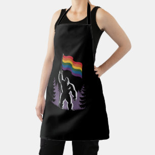 Bigfoot Rock On LGBTQ Progressive Neue Pride-Flagg Schürze