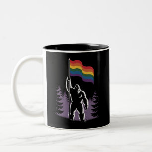 Bigfoot Rock On LGBTQ Progressive Neue Pride-Flagg Zweifarbige Tasse