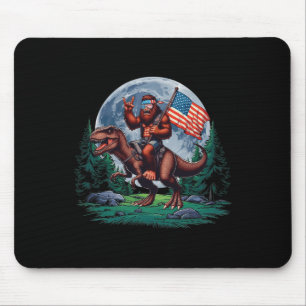 Bigfoot Rock On Mullet Bandana Riding T-rex Full M Mousepad