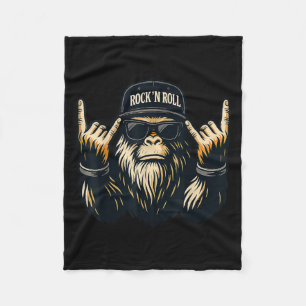 Bigfoot Rock on Sasquatch Heavy Metal Vibes Men Wo Fleecedecke
