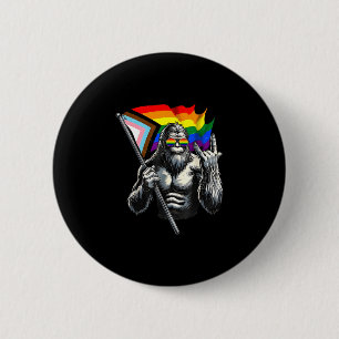 Bigfoot rockt auf lgbtq neuer Pride-Flagge Sasquat Button