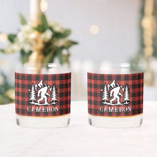Bigfoot Roter Buffalo Karo Berge Monogramm Whiskyglas