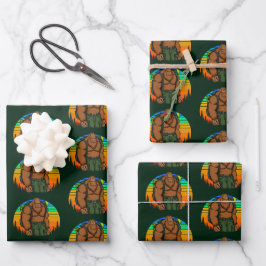 Bigfoot Rucksack Wandern Abenteuer Funny Geschenkpapier Set