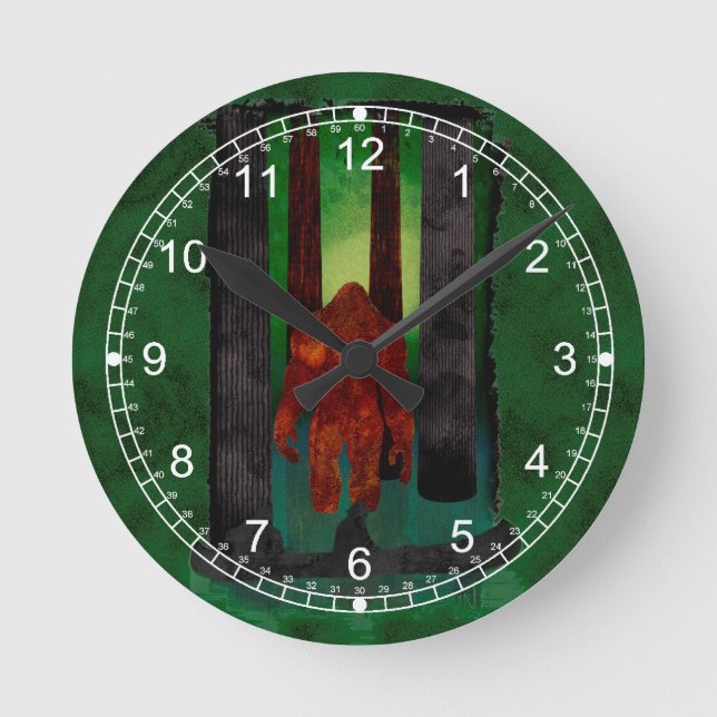 Bigfoot Runde Wanduhr (Vorderseite)