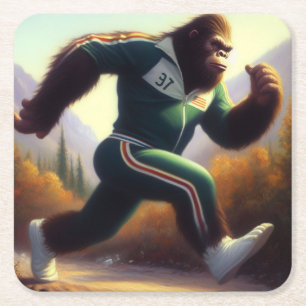 Bigfoot Running Rechteckiger Pappuntersetzer