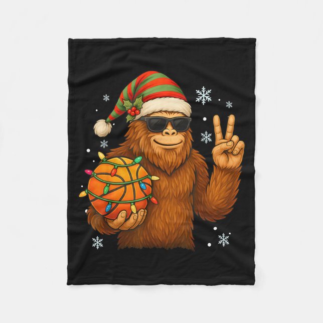 Bigfoot Santa Basketball Christmas  Fleecedecke (Vorderseite)