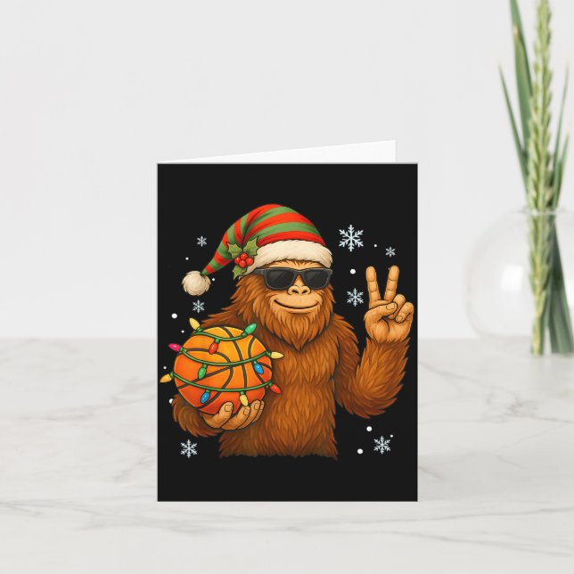 Bigfoot Santa Basketball Christmas  Karte (Vorderseite)