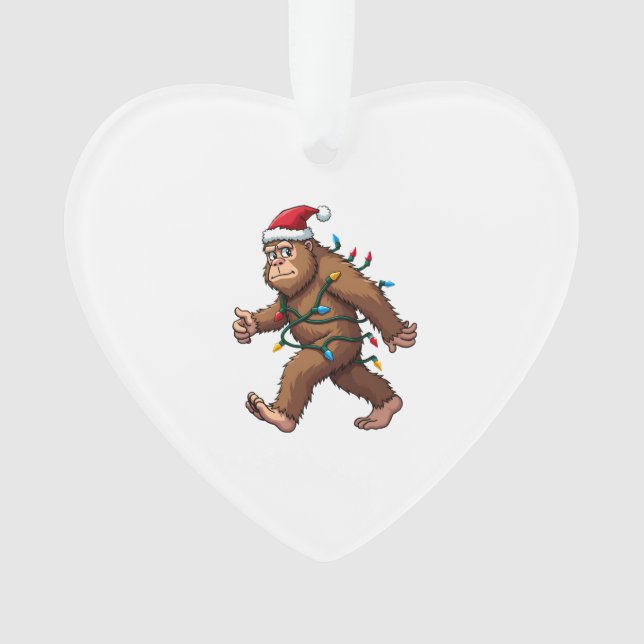 Bigfoot Santa Christmas Tree Lights Xmas Boys Men  Ornament (Vorderseite)